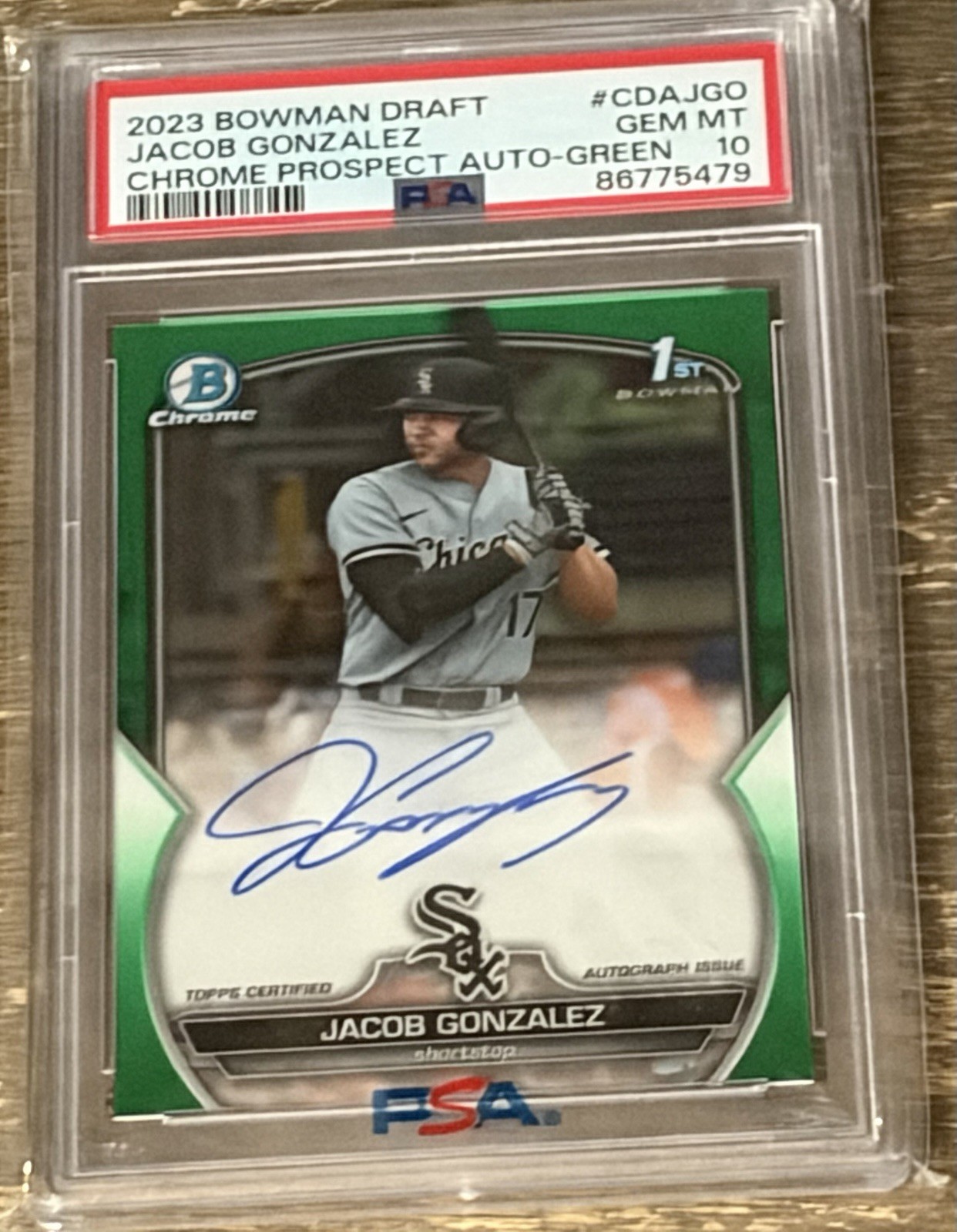 2023 Bowman Draft Chrome Prospect Auto Jacob Gonzalez #CDA-JGO Green Ref. /99