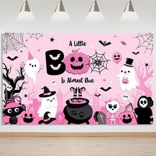 Halloween Baby Shower Backdrop Banner Pink Halloween Boo Baby Shower Party Backd