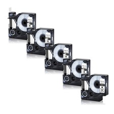 5PK Black on White Label Tape For DYMO D1 45013 1/2 X 23' S0720530 LabelManager