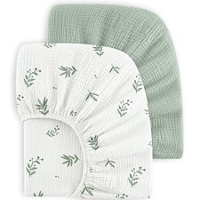 Cotton Fitted Crib Sheets for Standard Toddler Mattresses - 2 Pack, 52x28