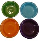 Four Fiesta HLC 6 1/2 Inch Bowls In Purple, Green,Orange And Light Blue