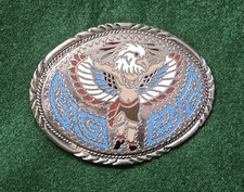 Southwestern Eagle Dancer Native Indian with Turquoise Inlay SSI88 Belt Buckle