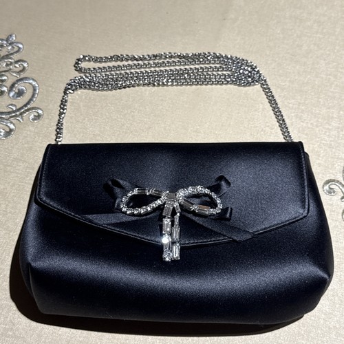 Jimmy Choo Soft Bow Mini Bag in black satin