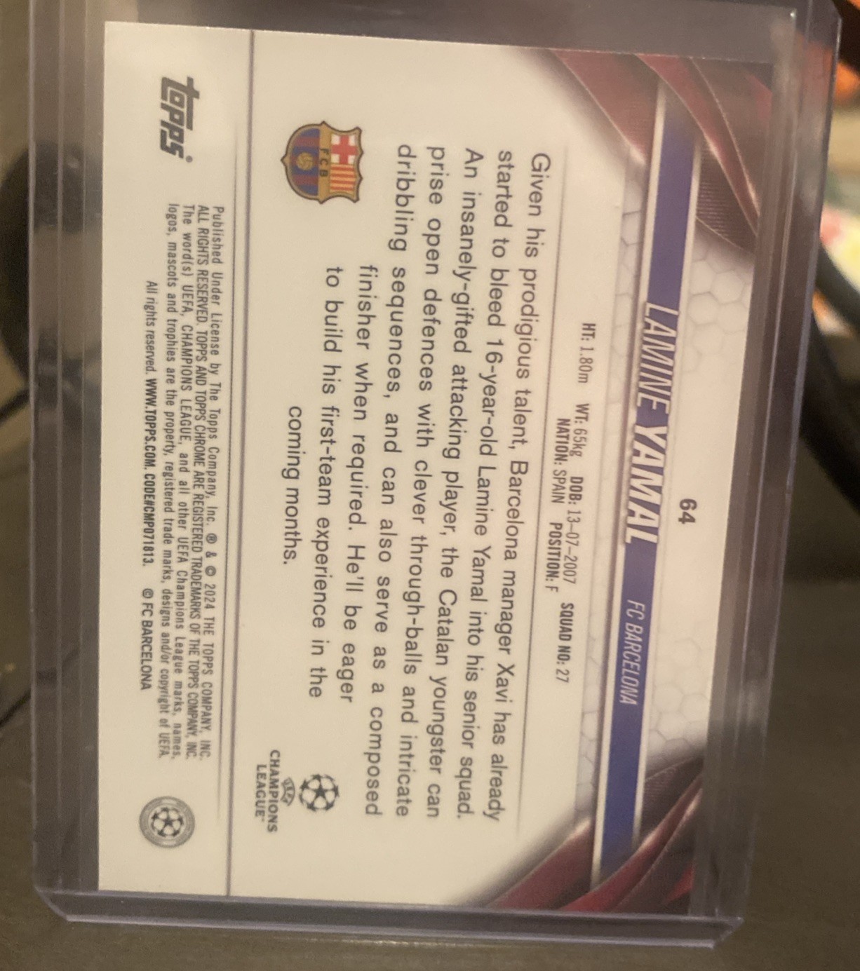 LAMINE YAMAL 2023-24 Topps Chrome UEFA UCC Club Competitions Rookie Card #64 view 2