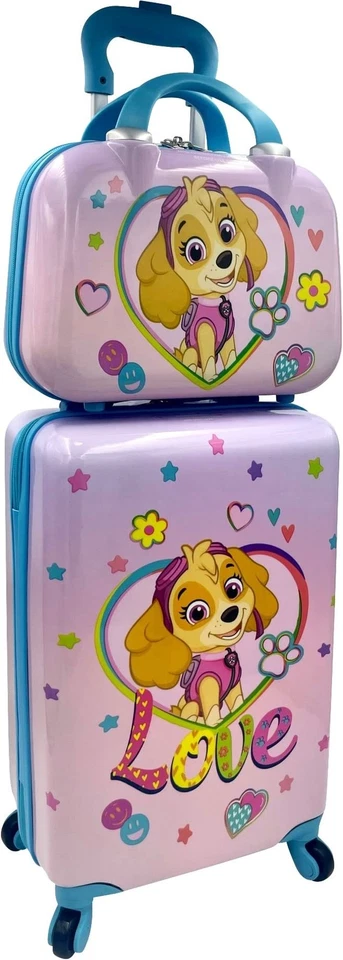 Maleta de mano giratoria de 20” con licencia rígida para niños y estuche de belleza... Foto 2 de 4