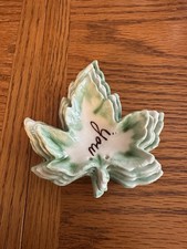 Vintage Trinket Tray Set Souvenir Las Vegas 4 Green White Leaves