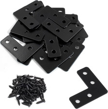 20PCS Mending Plates  L-Shape Corner Braces Black Flat Corner Braces for Wood 1.5