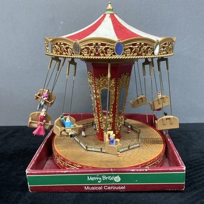 Merry Bright Swing Carousel Spinning Musical Works! Damaged READ!