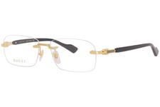 Gucci GG1221O 001 Eyeglasses Men's Gold/Black Rimless Style Rectangle Shape