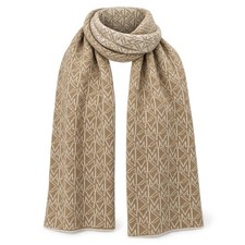 Michael Kors Reversible MK Logo Knit Scarf Camel Cream NWOT