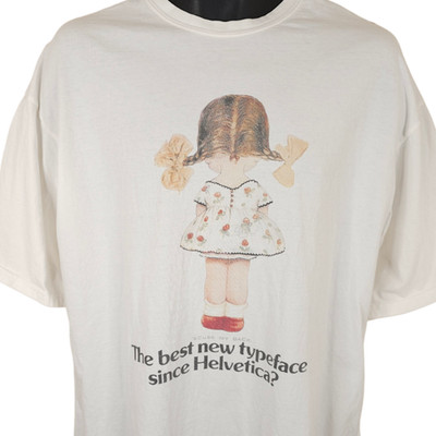 Mabel Lucie Attwell T Shirt Mens Size XL White Scuse My Back Helvetica Art Tee