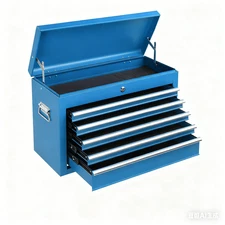 5-Drawer Lockable Steel Tool Chest, 330 lbs Capacity, Blue Heavy-Duty Tool -
