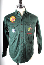 Vintage 1960s Boy Scout BSA Explorers Uniform Shirt Mens Size Medium Patches