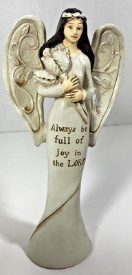 6.5 Inch Tall Brown Haired Angel Figurine Always Be Full of Joy in the Lord