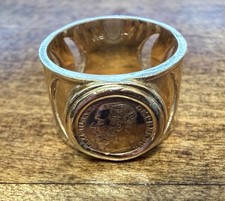 14K yellow Gold  Scrap or wearable ring , 1865 Mexican coin, 7.6 grams