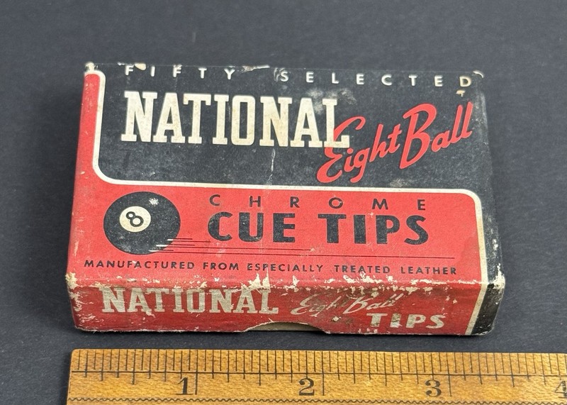 National Eight Ball Chrome Cue Tips Vintage Old Billiard Pool Stick Parts As Is