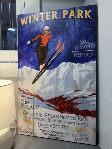 Ski Winter Park Colorado Home Décor Large Wall Hanging Print On Wood 32”x20”