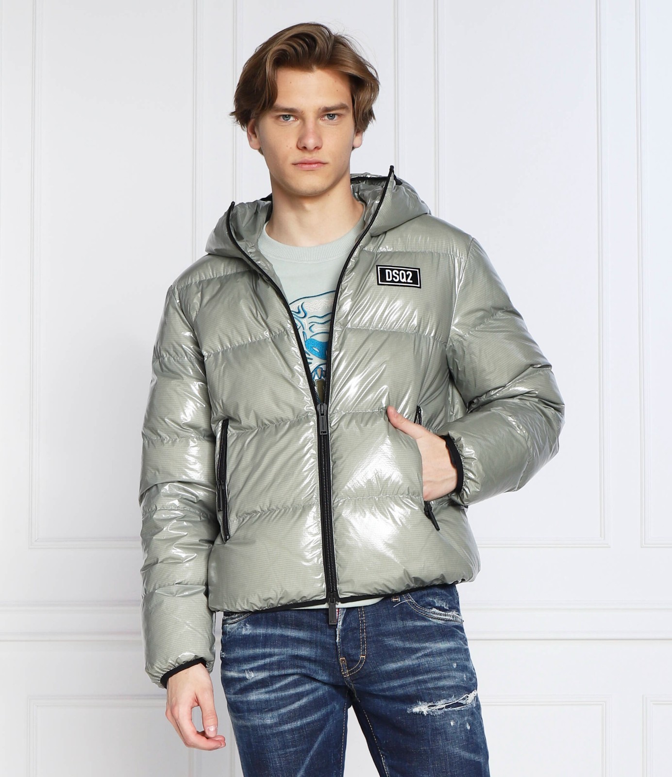 Dsquared2 Gray Hooded Down Jacket - image 2