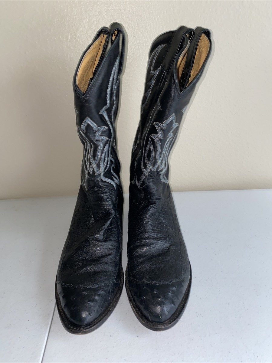 【vintage】Tony Lama Western Boots 刺繍 黒 Vintage Tony Lama Black With White Flame Stitch Western