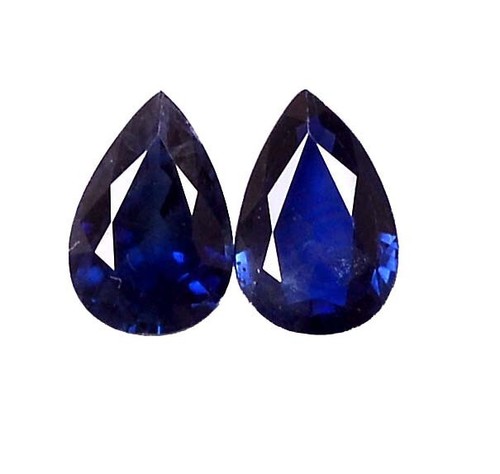 Natural Blue Sapphire Pear Cut 7x5 mm Pair 1.34 CTS Loose Certified Gemstones - Picture 2 of 6