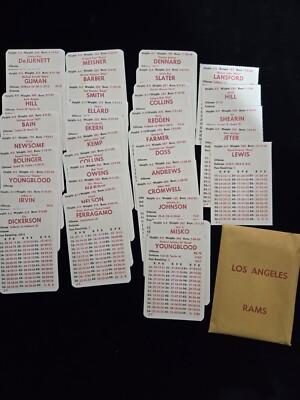 Los Angeles Rams APBA Football NFL 1983 Season Set Extra Cards Eric ...