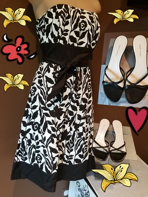 White House Black Market black & white floral dress, Sz 4 | eBay