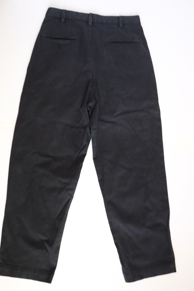 Mens MUJI Black Cotton Baggy Pleated Tapered Pants 28x29 / 76CM Japan