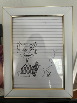 Cute/weird Cat Drawing Handmade Art Creative High End High Demand
