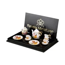 MINIATURE DOLLHOUSE 1:12 SCALE REUTTER TEA SERVICE FOR TWO THANKSGIVING -1.538/6