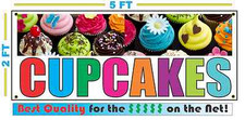Full Color Pic CUPCAKES BANNER Sign NEW Larger Size for Bakery Cake Shop