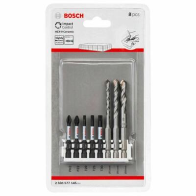 Bosch 8 tlg Bit Set Impact Control 1/4'' T20 T25 T30 PH2 PZ2 Bohrer Ø 5 6 8 mm