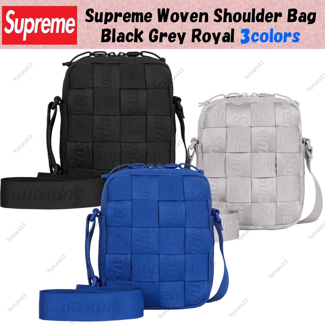 Supreme Woven Shoulder Bag Black Grey Royal 3colors SS24 New Supreme Woven Shoulder Bag Black Grey Royal 3colors SS24 New