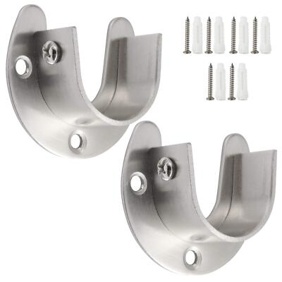 Heavy Duty Closet Rod Holders with 1 1/4 Inch Rod Supports 2 PCS Silver