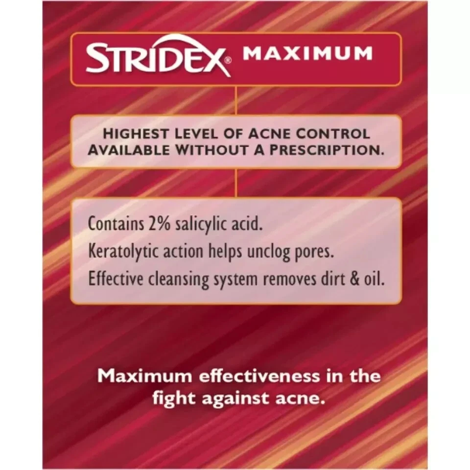 Stridex 药用痤疮垫 最大强度 CLeans 治疗 预防 - 90 克拉 — 第 3/4 张图片