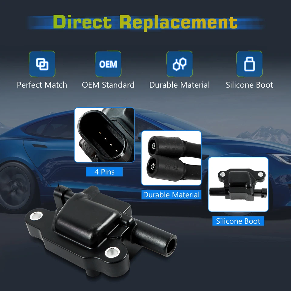 8X Ignition Coil & Iridium Spark Plugs & Wires For Cadillac Chevrolet 6.2L UF413 Foto 3 de 4