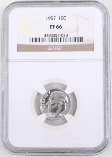 1957 Proof Roosevelt Silver Dime 10C NGC PF66