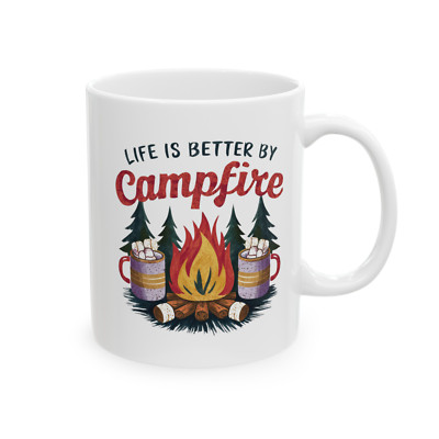 Camping Lover Mug Life is Better By Campfire Woodland Forest Coffee Tea Cup