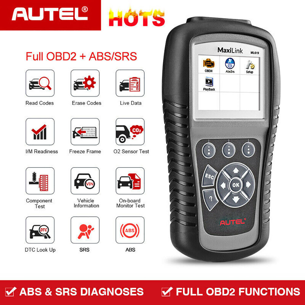 Autel MaxiLink ML619 Car ABS SRS OBDII Diagnostic Scanner Tool OBD2 Code Reader-image