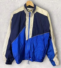 Vintage Road Runner Men's Blue White Color block Full Zip Windbreaker Size Med