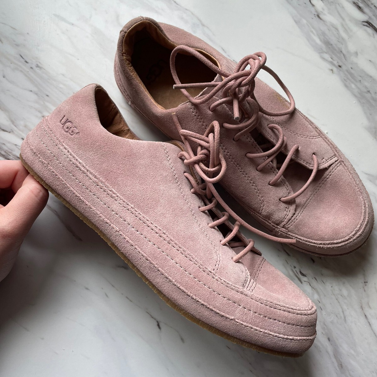 UGG Women's Pink Suede Low Top Lace Up Sneakers Shoes Blake Size