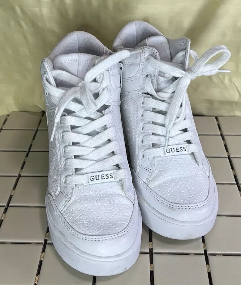 GUESS ハイウエスト　白 Guess white High Tops sneakers women's size 5.5 | eBay
