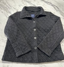 Gap Kids Jacket Coat Quilted Size Large 10 Black Button Up 2 Pockets