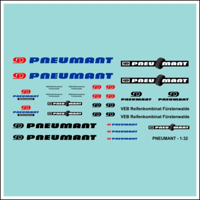 MBBE Waterslide Decal 1:32 - DDR Pneumant Reifen Kamaz W50 Barkas Multicar Trabant