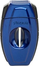 XIKAR Flip Dual Cigar Cutter, V-Cut & Straight Cut Cigar Cutter, Blue
