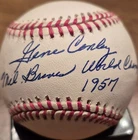 Gene Conley Signed National League Baseball With Braves World Champs 1957...