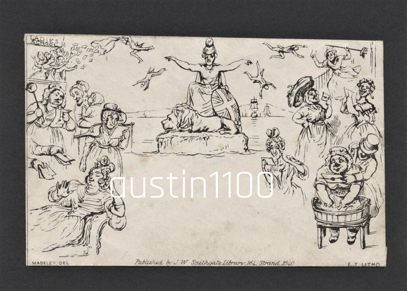 1840 J.W. Southgate Unused No. 2 Mulready Caricature Envelope Excellent Example