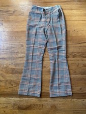 Vintage 70s Levi's For Gals Sta-Prest Plaid Slacks 24x27 Pants Bellbottoms