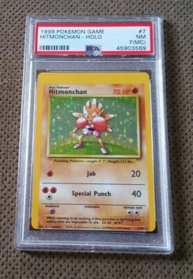 POKEMON PSA 7MC Offset Pokemon Hitmonchan 7/102 NM RARE Error Card