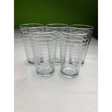 Vintage MCM Crisa Banded Ribbed Highball Glasses Set of 5