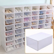 Optional 20/24x Shoe Box Organizer Foldable Storage Plastic Clear Box Stackable